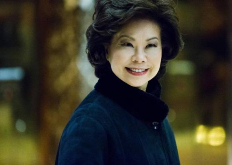 Transporte: Elaine Chao, 63 años.<br/>Esta mujer, nacida en Taiwan, exsecretaria del Trabajo bajo la presidencia de George W. Bush, también fungió como secretaria de Transporte durante ese gobierno. Es esposa del líder de mayoría republicana en el Senado, Mitch McConnell.
