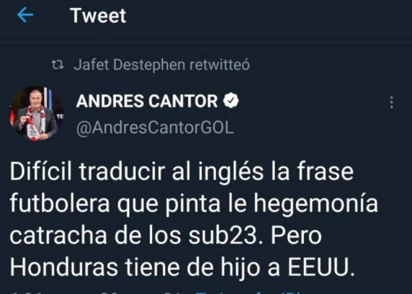 Andrés Cantor: El periodista argentino que labora en Telemundo señaló que Honduras tiene de hijo a Estados Unidos.<br/>