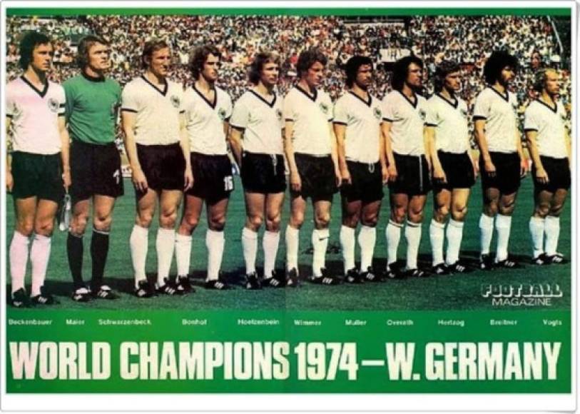 Mundial de Alemania 1974 - Alemania albergaría el Mundial del año 1974 y vería cómo su selección se convertiría en campeón del mundo por segunda vez en su historia al imponerse a la Holanda de Johan Cruyff por 2-1, en un encuentro disputado en el Olímpico de Múnich.