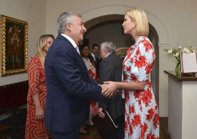 Ivanka fue recibida por el gobernador de Jujuy, Gerardo Morales, en la segunda parada de su gira por Sudamérica para promover una iniciativa mundial que busca beneficiar a unos 50 millones de mujeres.