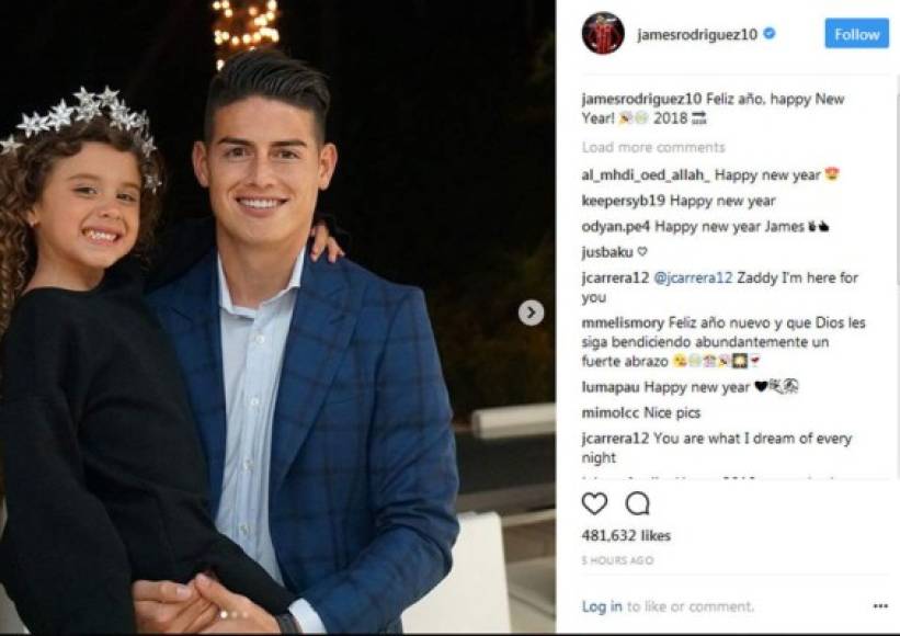 James Rodríguez, el mediocampista del Bayern Múnich con su adorada hija. El jugador se ha separado de su esposa Daniela Ospina.