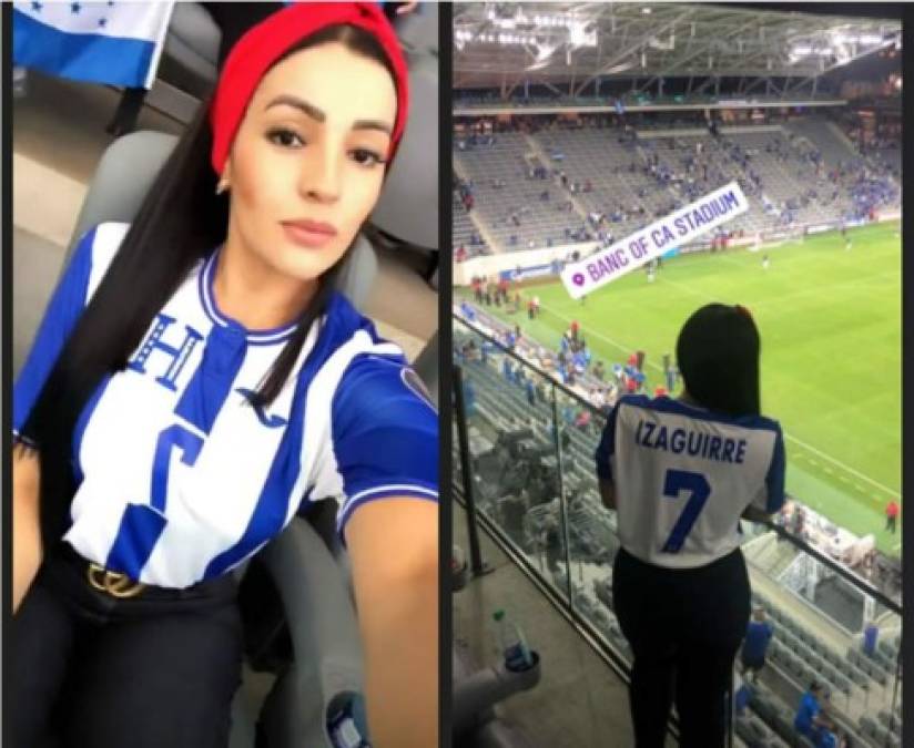 La siempre hermosa Virginia Varela no se perdió el partido de la Selección de Honduras y apoyó a su esposo Emilio Izaguirre, quien marcó un gol.