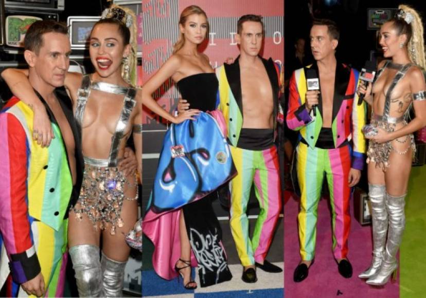 Miley junto a Jeremy Scott. En la otra imagen Stella Maxwell.