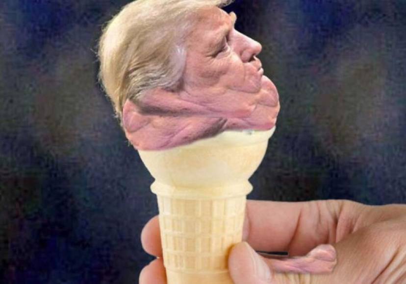 Un helado con la cabeza del presidente electo de Estados Unidos también hace parte de los memes.