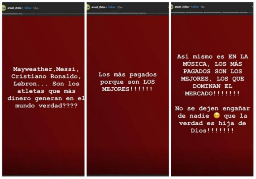 En otra publicación en la sección Stories, el novio de Karol G hizo referencia a la popularidad de la música, algo que, para él, está sobre la calidad de la música, un factor para ser nominado por La Academia Latina de la Grabación