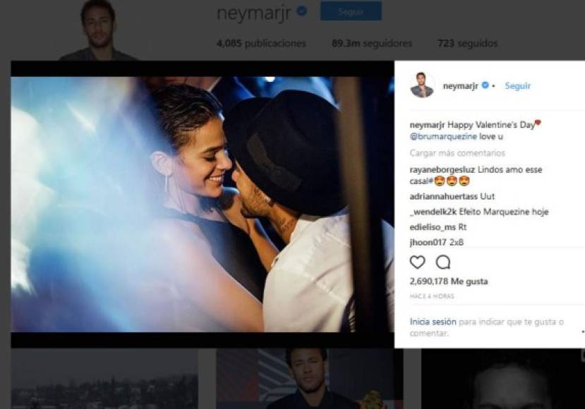 Neymar le dejó un mensaje al amor de toda su vida Bruna Marquezine.