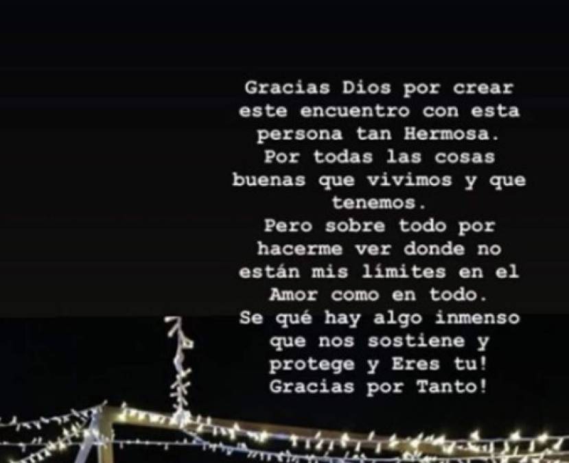 'Gracias Dios por crear este encuentro con esta persona tan hermosa. Por todas las cosas buenas que vivimos y que tenemos. Pero sobre todo por hacerme ver donde no están mis límites en el amor como en todo. Se qué hay algo inmenso que nos sostiene y protege y eres tu. Gracias por tanto.' escribió Tania en las imágenes donde se muestra muy cariñosa con Peña Nieto.