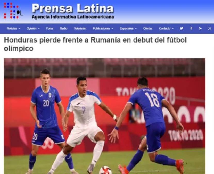 Prensa Latina de Cuba - “Honduras pierde frente a Rumanía en debut del fútbol olímpico”.