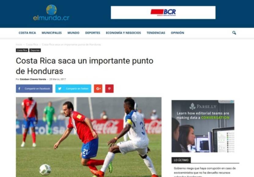 En Costa Rica han elogiado a su Selección.