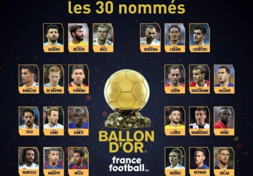 La revista France Football reveló poco a poco el orden en el que quedaron los 30 finalistas al Balón de Oro, hasta llegar al gran ganador del premio que fue Luka Modric.