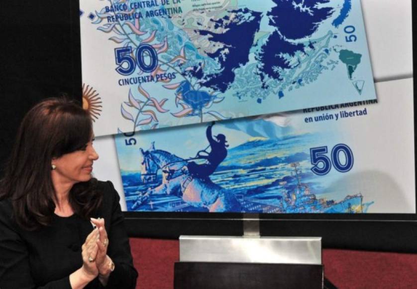 Por América Latina fueron escogidos sólo dos billetes. Uno de ellos, el de 50 pesos argentinos, introducido en marzo de 2015, que generó tensión con los residentes de las islas Malvinas/Falklands por su alusión directa a las islas, por las que Argentina se fue a guerra con Reino Unido en 1982.