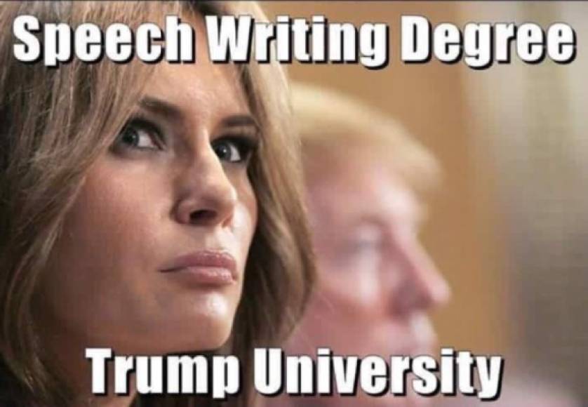 'Licenciatura para escribir discursos obtenida en la Universidad Trump'.