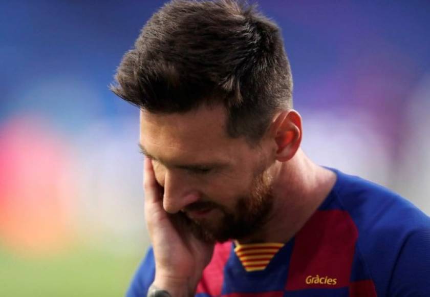 La cara que se le quedaba a Messi tras el primer gol del Bayern.