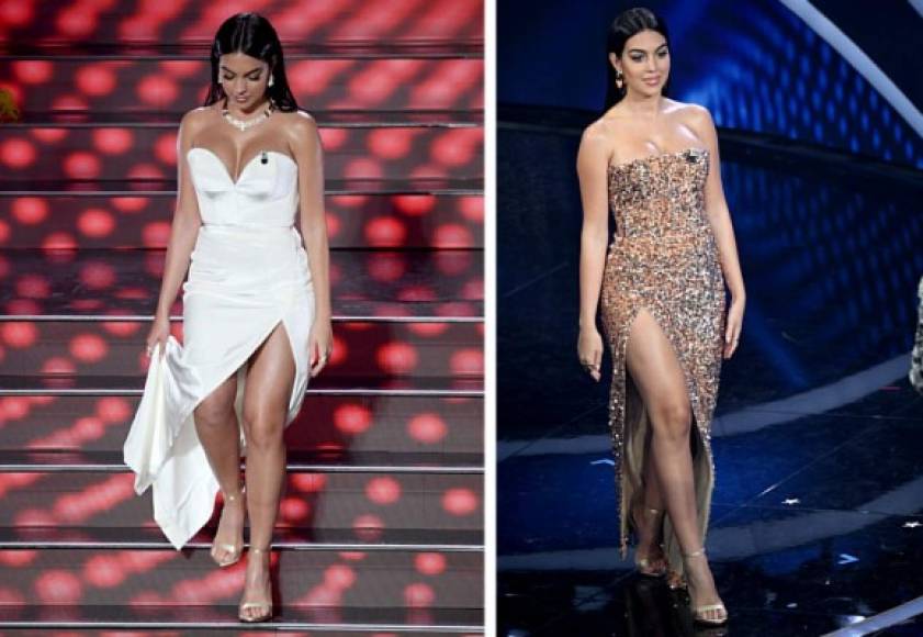 La modelo sorprendió al aparecer en el escenario hasta con tres vestidos que mostraban su figura.