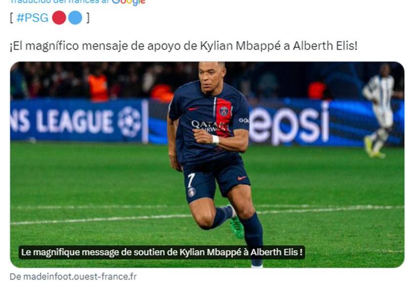 El mensaje de Mbappé para Alberth Elis ha trascendido a nivel mundial.