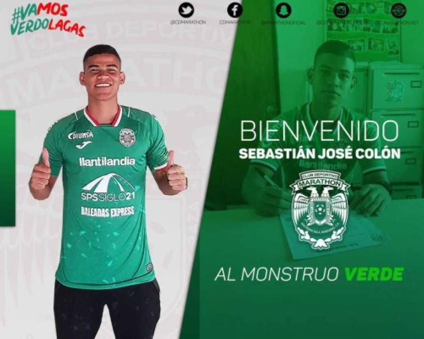 Sebastián Colón: El Marathón anunció el fichaje del delantero colombiano de 21 años de edad, llega procedente del Real Juventud de la Liga de Ascenso.