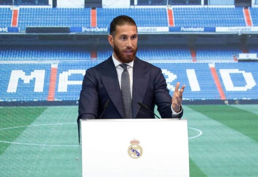 Sergio Ramos, durante su discurso en el acto de despedida del Real Madrid.