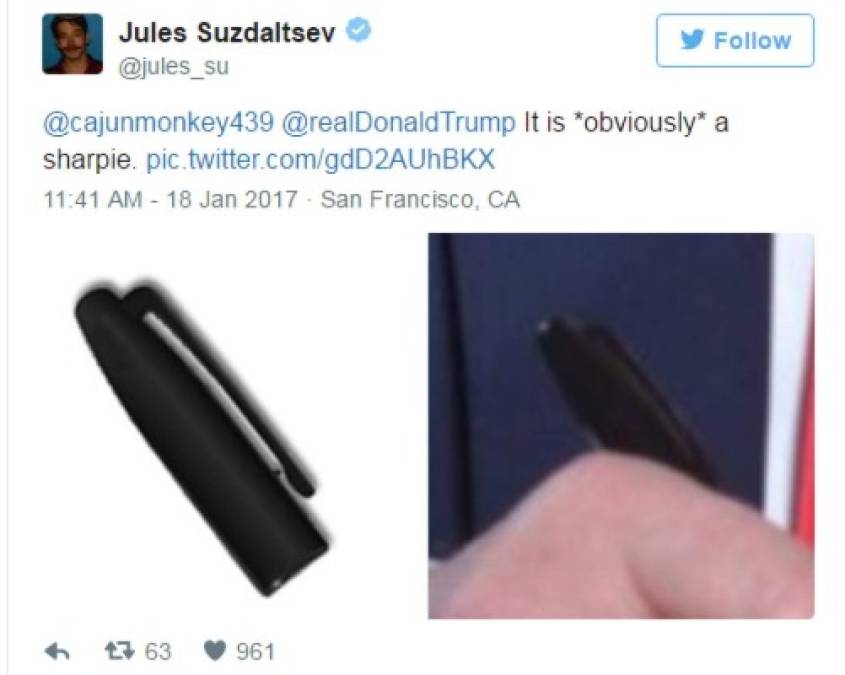 Muchos tuiteros se preguntaron porqué Trump utilizó un marcador para escribir su discurso.