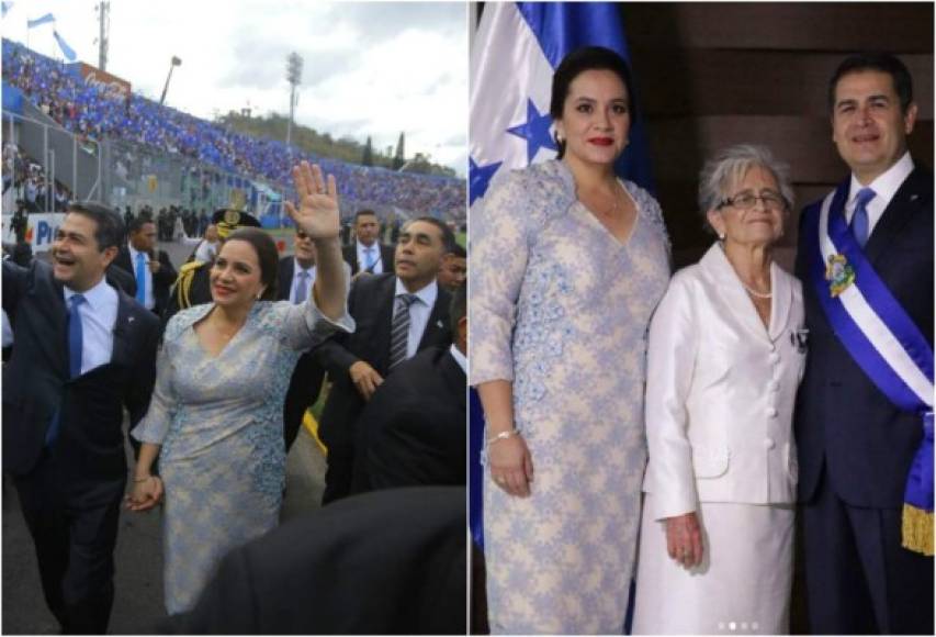 La Primera Dama de Honduras optó por un vestido elegante luciendo hasta la rodilla.