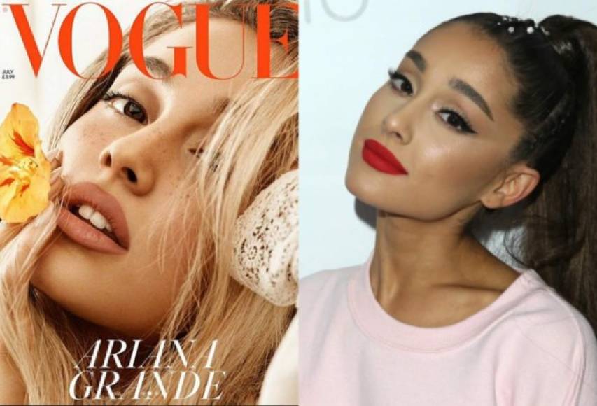 De hecho, el maquillaje es tan natural que en varias de las instantáneas que ya ha difundido Vogue en las redes sociales se puede apreciar que Ariana tiene pecas.