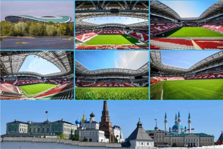 El Kazan Arena es el terreno de juego del Rubin Kazán, dos veces campeón de Rusia, fue inaugurado en 2013 con ocasión de los Juegos Universitarios de Verano y albergó los campeonatos del Mundo de natación en 2015. Será la sede de los partidos:<br/> <br/>Irán – España (Grupo B).<br/>Francia – Australia (Grupo C).<br/>Corea del Sur – Alemania (Grupo F)<br/>Polonia – Colombia (Grupo H) Foto AFP