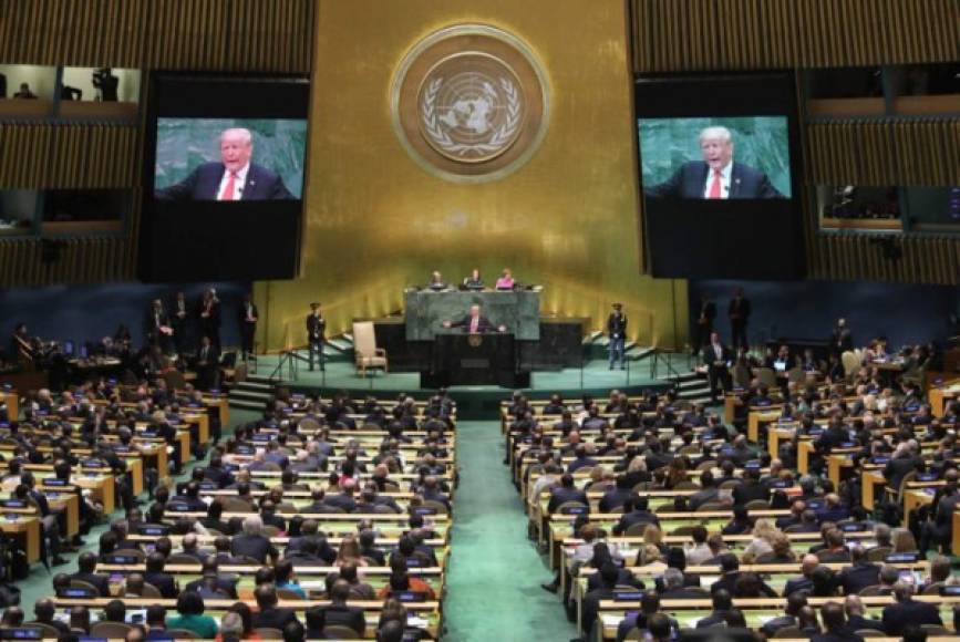 El auditorio principal de la ONU estaba totalmente lleno durante el discurso de Trump.