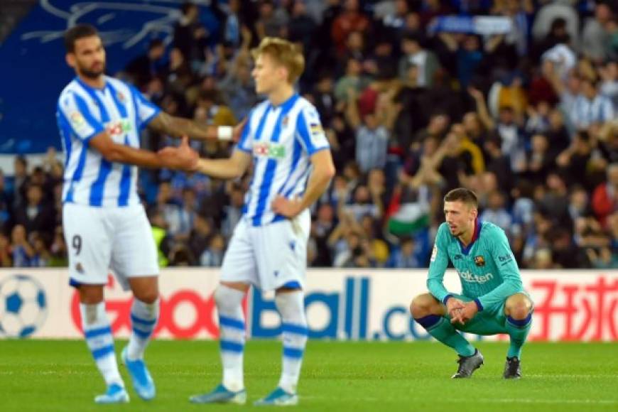 Clément Lenglet, triste tras el gol del empate de la Real Sociedad.