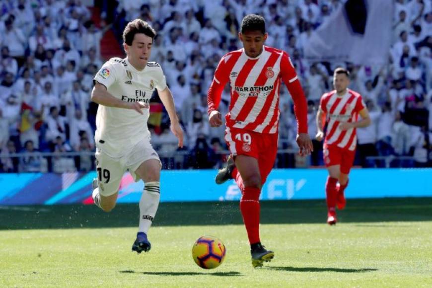Anthony Lozano ingresó en el inicio de la segunda parte en el minuto 46 en lugar de Pedro Porro. El catracho se lució en la casa del Real Madrid y fue clave para la remontada del Girona.