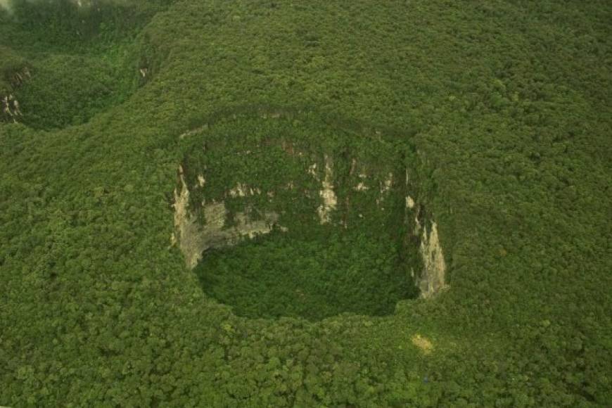 El parque nacional Jaua-Sarisariñama se ubica en Venezuela, tiene una altura de aproximadamente 350 metros. En él se hallan animales y plantas que no se encuentran en otro sitios. Foto: Astroblogspain.