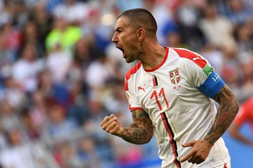 El serbio Aleksandar Kolarov celebra a todo pulmón el gol que le anotó a Costa Rica.