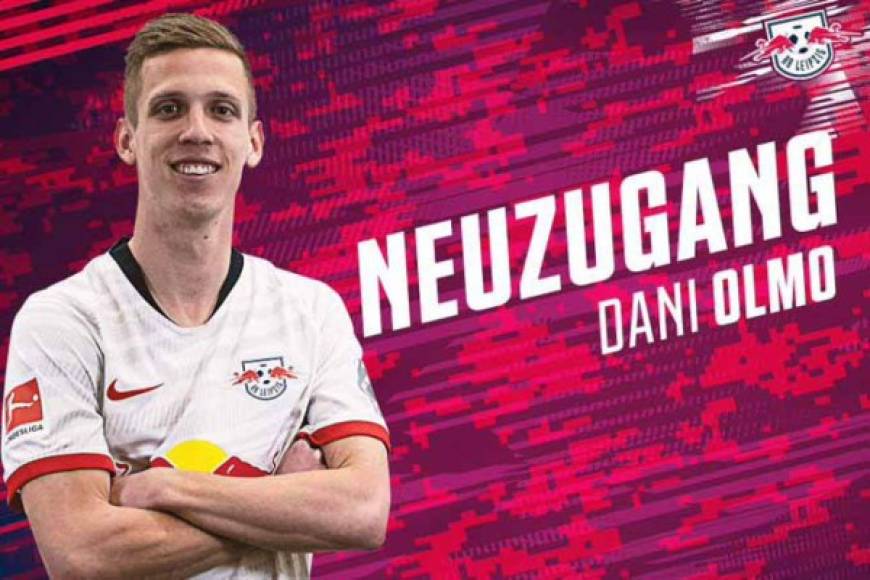 El RB Leipzig de Alemania ha fichado al medio-ofensivo español Dani Olmo por 20.000.000 €. Firma hasta junio de 2024, llega procedente del Dinamo Zagreb, lo pretendía el Barcelona.