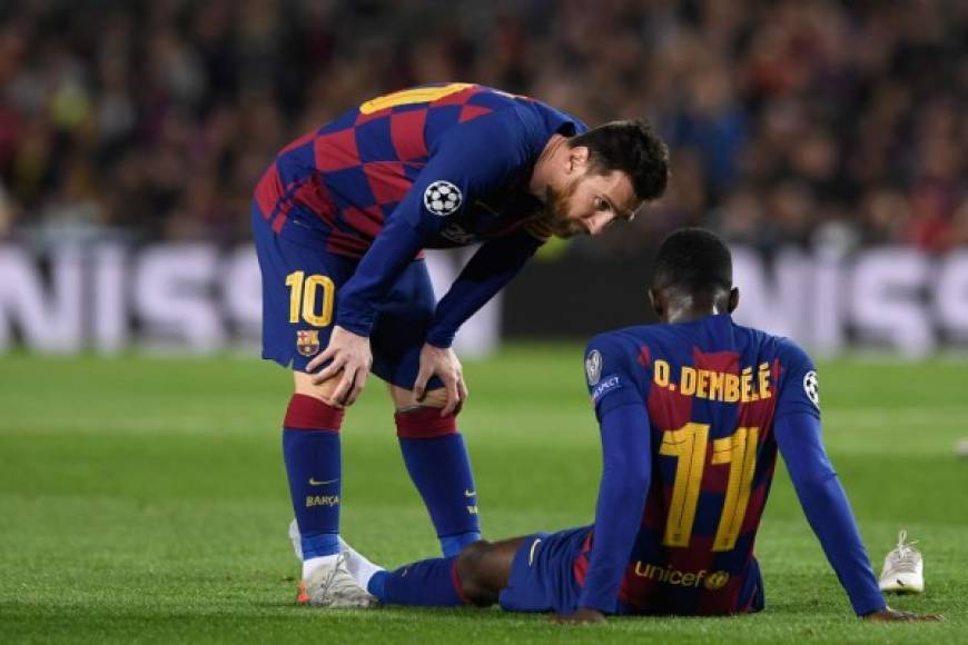 Messi se preocupa por la lesión muscular que sufrió Dembélé.