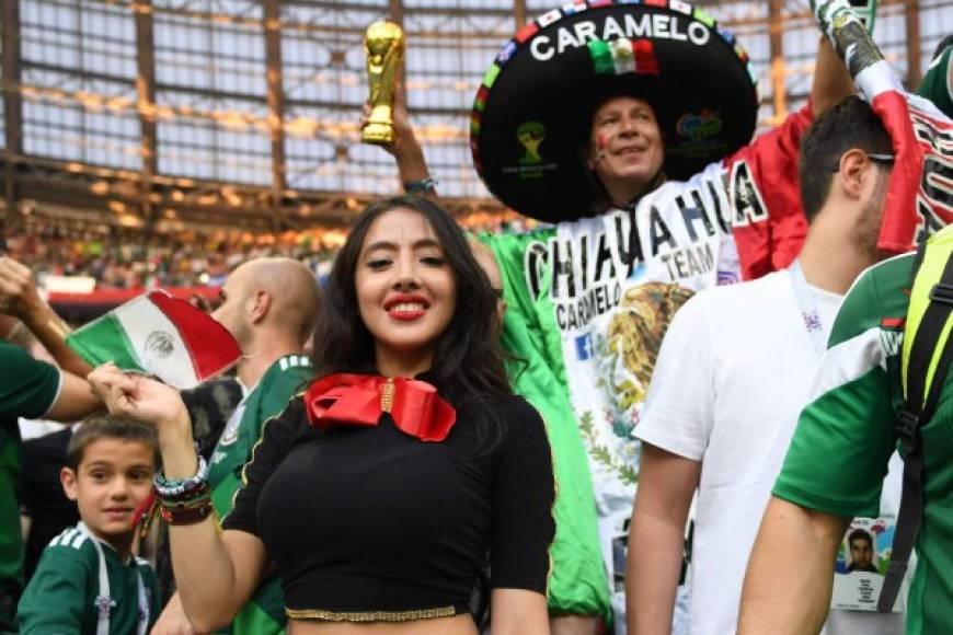 Las mexicanas mostraron sus encantos en Moscú durante el primer encuentro de México en el Mundial de Rusia.