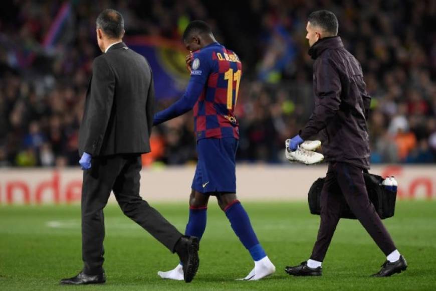 Ousmane Dembélé se fue del campo entre lágrimas por enésima lesión que sufrió.