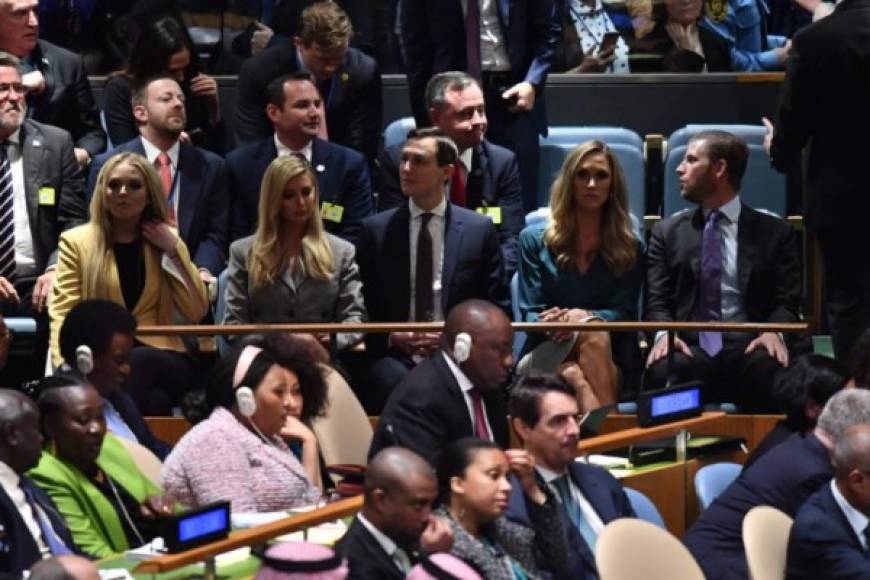 El clan Trump durante el discurso del mandatario estadounidense en la ONU.