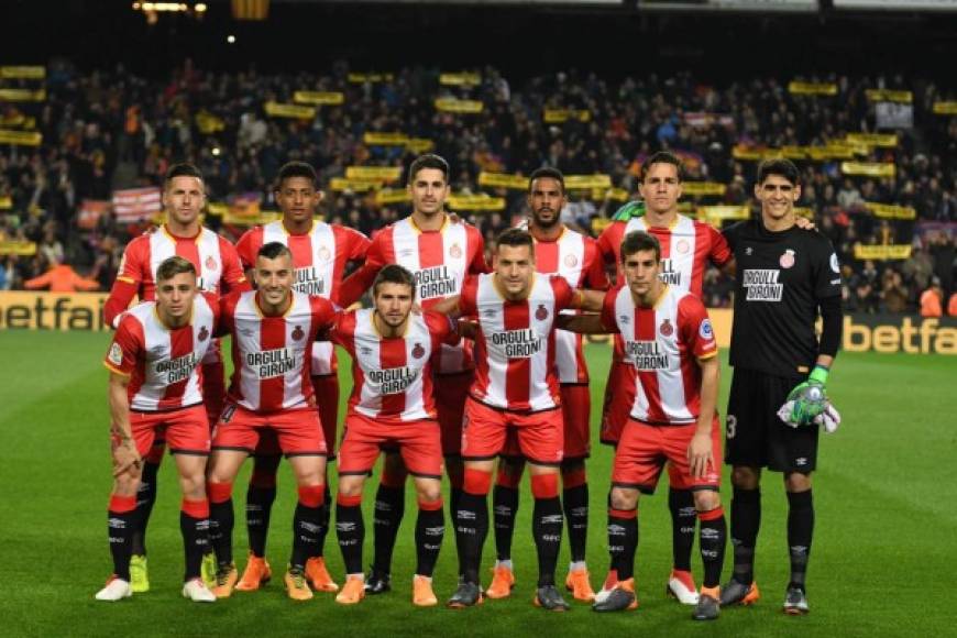 El once titular del Girona FC con el hondureño Antony 'Choco' Lozano.