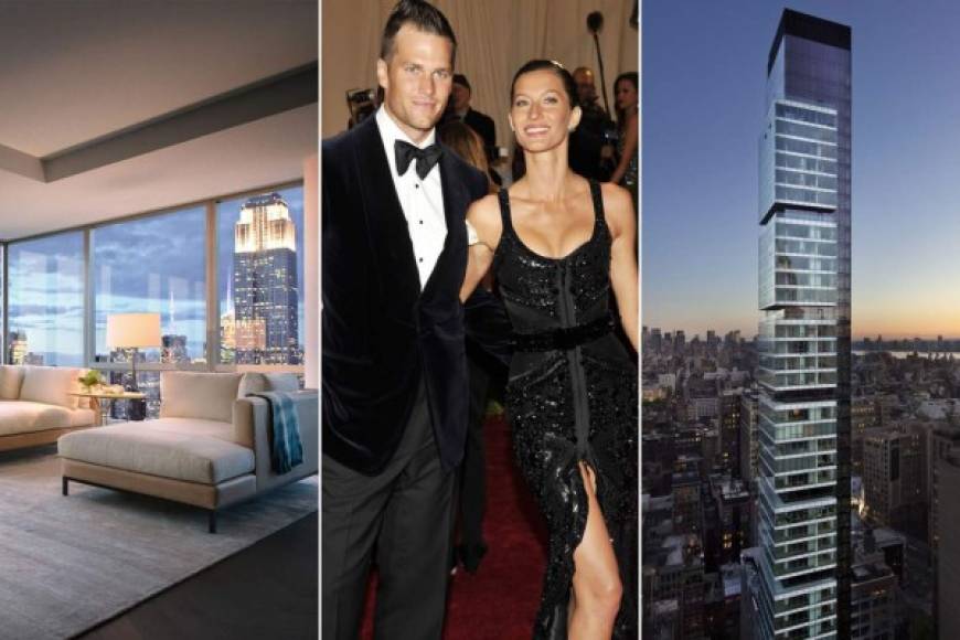 Tom Brady vive en un lujoso departamento en Manhattan de 14 millones de dólares, el cual comparte con su esposa, la modelo Gisele Bundchen. Tiene ventanales con vista de la ciudad y demás amenidades.