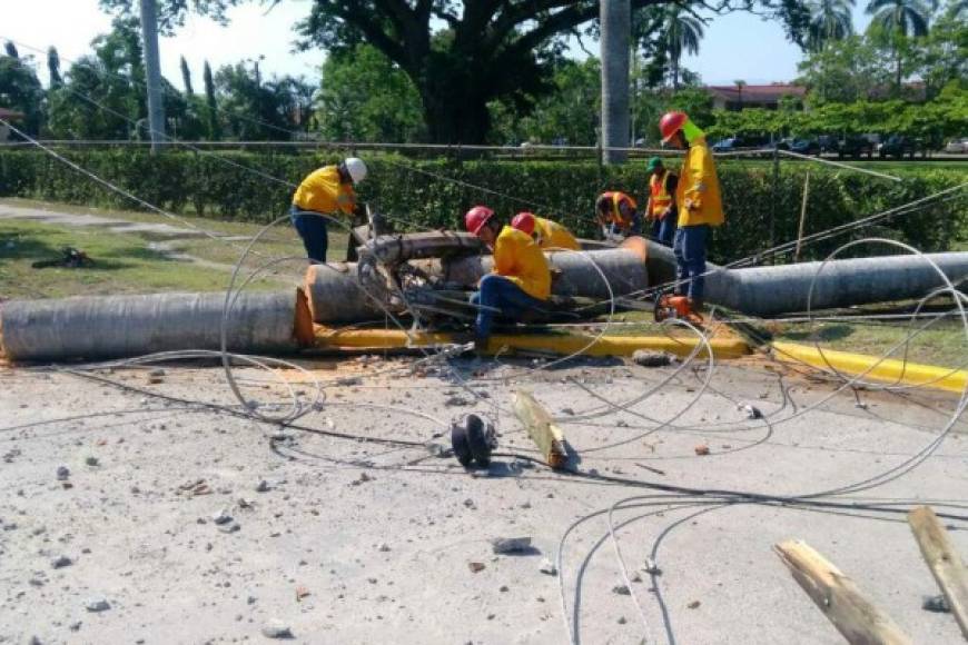 Luego de la fuerte tormenta que derribó árboles y varios postes del tendido eléctrico provocando la interrupción del servicio por más de 21 horas en La Lima, la Empresa Energía Honduras (EEH) restableció el fluido eléctrico en ese sector la tarde del jueves.