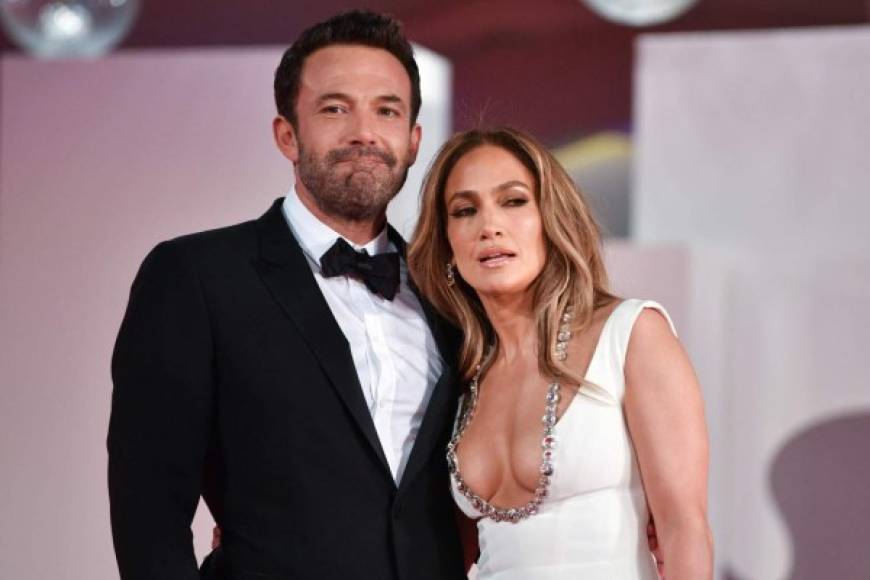 US actor Ben Affleck and US actress and singer Jennifer Lopez arrive for the screening of the film 'The Last Duel' presented out of competition on September 10, 2021 during the 78th Venice Film Festival at Venice Lido. (Photo by Filippo MONTEFORTE / AFP)