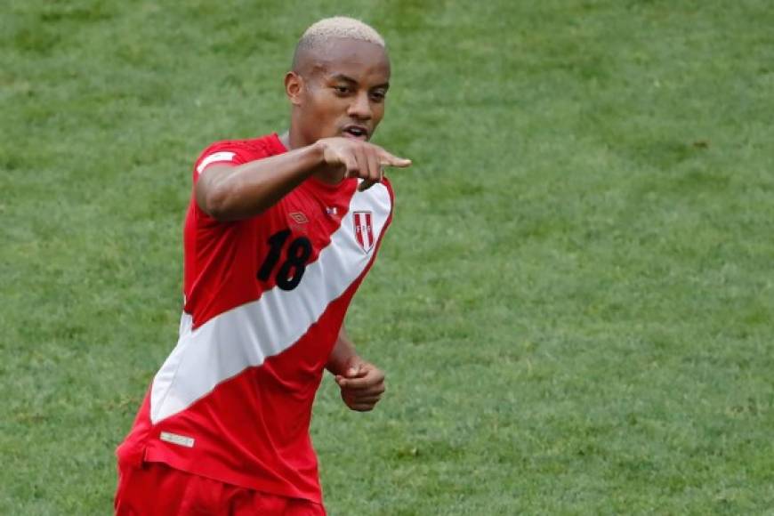 André Carrillo celebrando el primer gol de Perú en este Mundial de Rusia 2018. Foto AFP