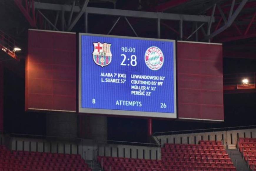 El marcador final del partido que queda para la historia: ¡Barcelona 2-8 Bayern Múnich!