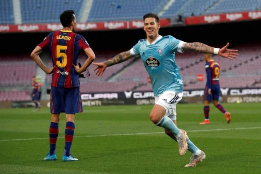 Santi Mina marcó su doblete y le dio el triunfo al Celta de Vigo en el Camp Nou.