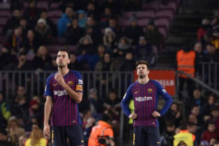 Los futbolistas del Barcelona no podían creer que el Leganés les empataba el partido.