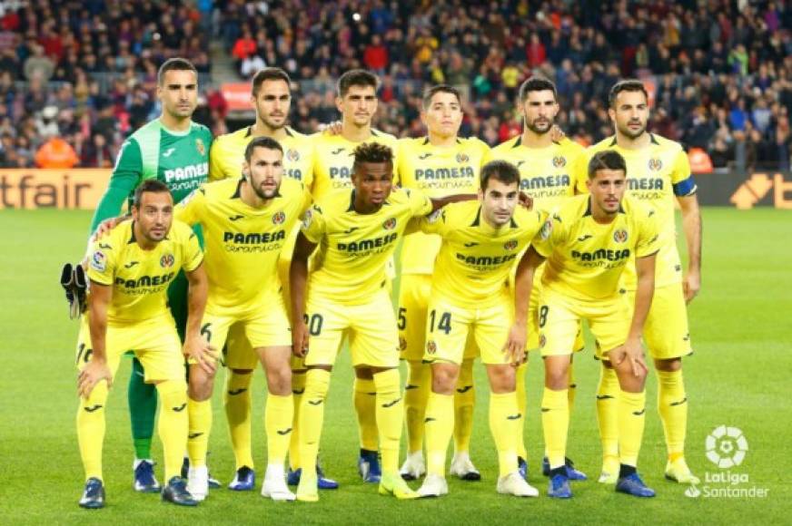 El once titular del Villarreal contra el Barcelona en el Camp Nou.