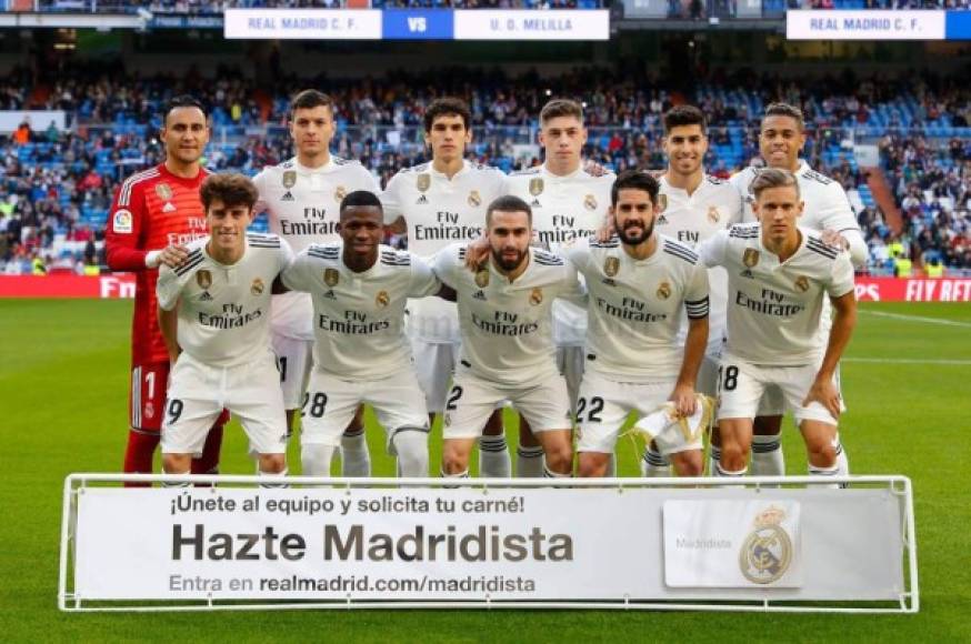 El once titular que mandó Santiago Solari para el partido del Real Madrid contra el Melilla.