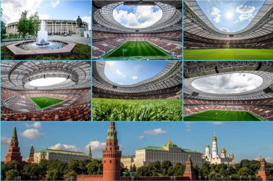 Es el recinto más célebre de Rusia y albergó sus primeros partidos en 1956, antes de ser sede principal de los Juegos Olímpicos de 1980. Rebautizado como Luzhniki en 1992, fue completamente renovado y reinaugurado el 11 de noviembre contra Argentina. Sin la pista de atletismo, las tribunas están más cerca del césped, reforzando la impresión de estadio monumental. Será sede de los siguientes partidos:<br/><br/>Rusia – Arabia Saudita (Grupo A).<br/>Portugal – Marruecos (Grupo B).<br/>Dinamarca – Francia (Grupo C).<br/>Alemania – México (Grupo F). Foto AFP