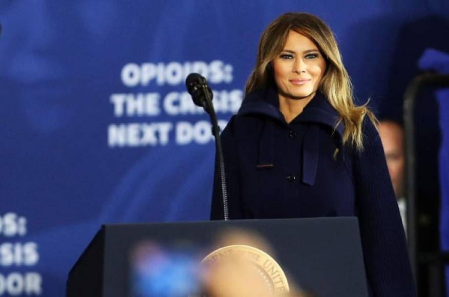 MANCHESTER, NH - MARCH 19: First lady Melania Trump walks onto stage to introduce her husband and to speak about opioids at an event at Manchester Community College on March 19, 2018 in Manchester, New Hampshire. The president addressed the ongoing opioid crisis which has had a devastating impact on cities and counties across the nation. In Manchester overdoses through early March were up 23 percent from this time last year.Trump was also joined his Attorney General Jeff Sessions Spencer Platt/Getty Images/AFP<br/><br/>== FOR NEWSPAPERS, INTERNET, TELCOS & TELEVISION USE ONLY ==<br/><br/>