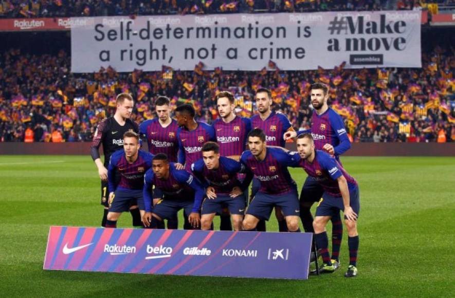 Este fue el 11 titular del Barcelona que mandó a la cancha Ernesto Valverde. Messi fue relegado al banquillo de suplentes.