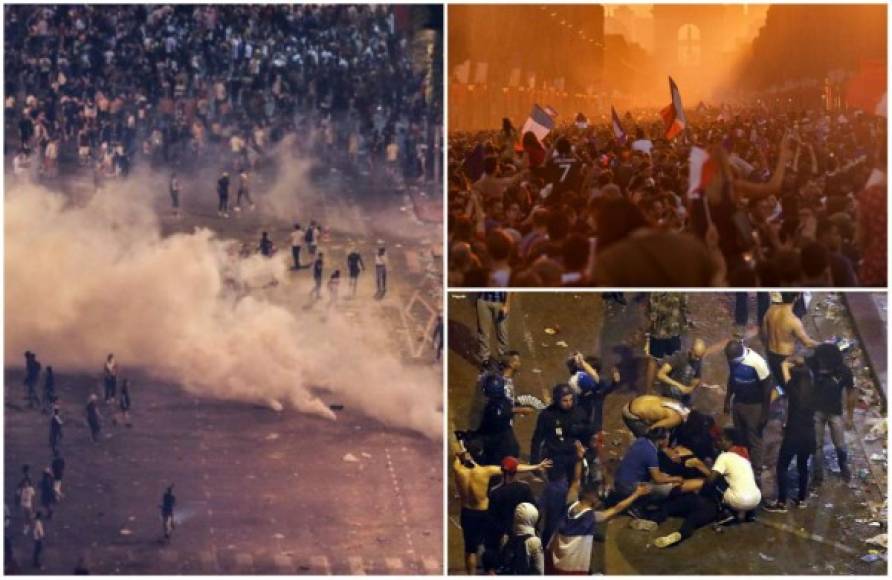 Agentes de la Policía tuvieron que intervenir la noche del domingo varias ciudades de Francia en el marco de las celebraciones por la victoria de su selección en el Mundial de fútbol. Antisociales aprovecharon el momento para desatar el casos.