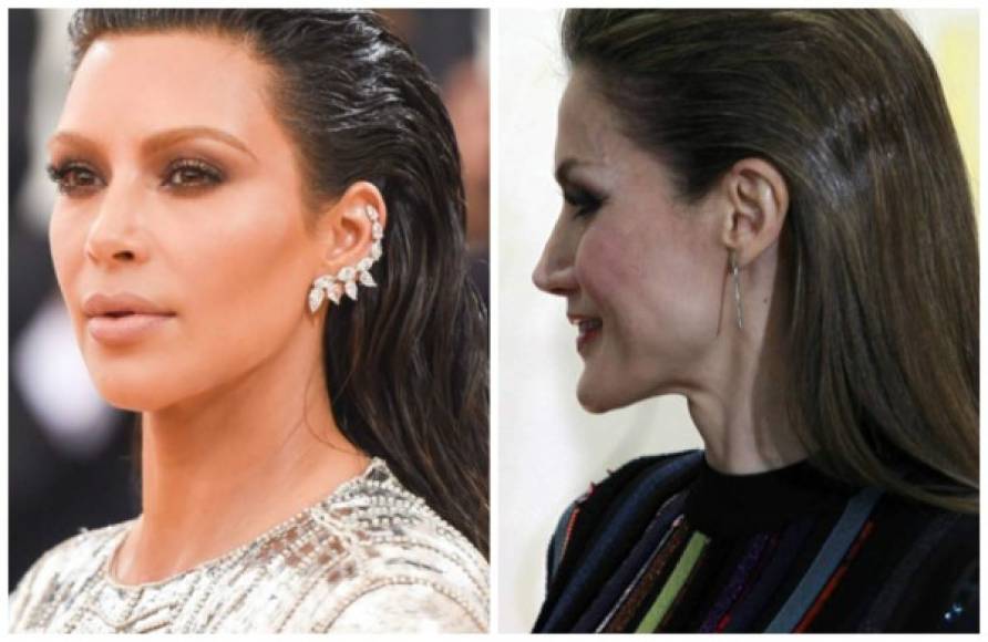 Letizia pptó por un look muy parecido al de Kim Kardashian. En esta ocasión escogió un maquillaje muy marcado con los ojos smokey. Todo ello hizo de la Reina, una mujer con tintes roqueros.